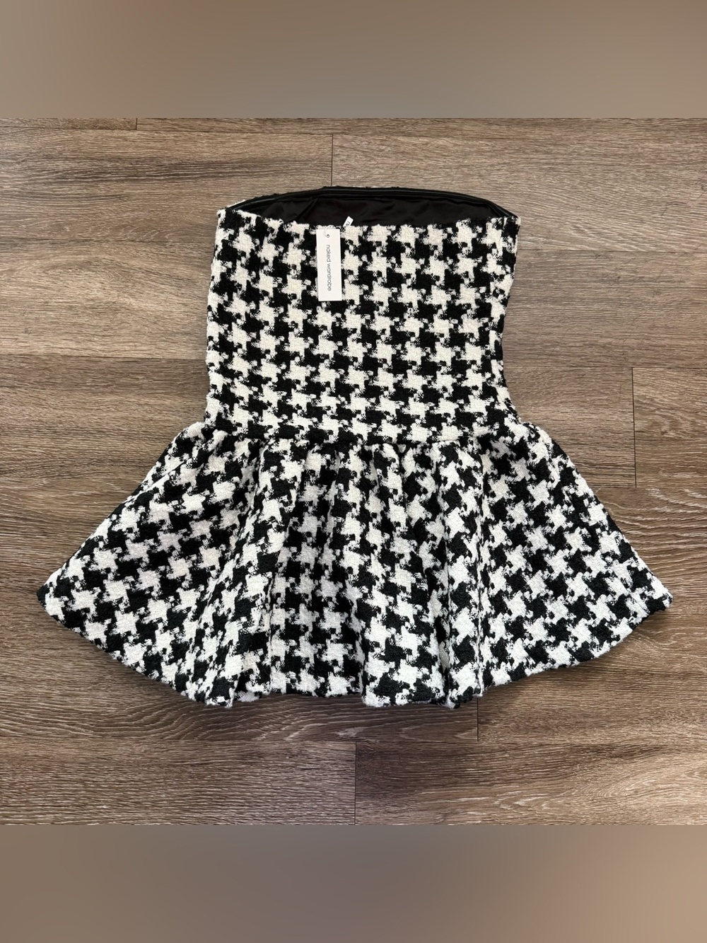 naked wardrobe Black & White Houndstooth Strapless Mini Dress - Picture 10 of 10